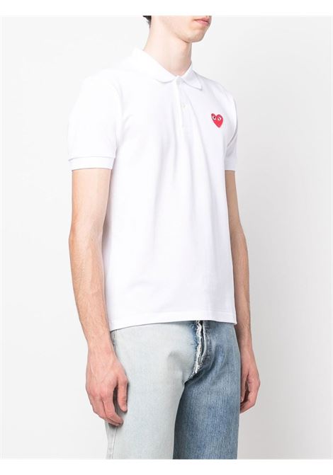 polo red emblem uomo bianca COMME DES GARÇONS PLAY | AX-T006-0515